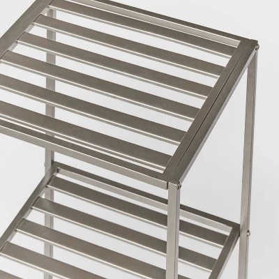 Tall Bath Storage Tower Brushed Nickel Metal - Brightroom™ 2 Tall Bath Storage Tower Brushed Nickel Metal - Brightroom™ - Image 2