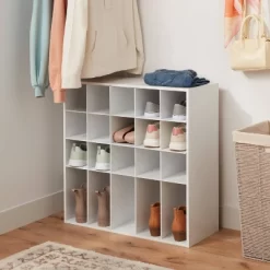 4 Tier Laminate Stackable Shoe Cubby White - Brightroom™