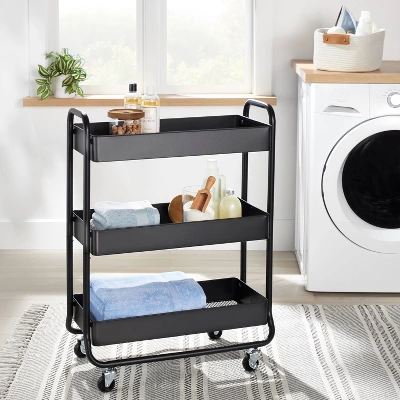 Wide Metal Utility Cart Black - Brightroom™ -Brightroom GUEST 2cb3f13a 558f 410f 9d4b 88e4b757918a