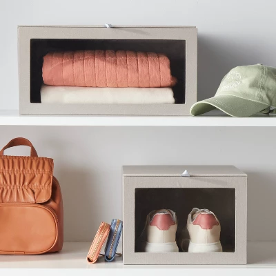 Hardside Fabric Front Open Bin Gray - Brightroom™ 1 Hardside Fabric Front Open Bin Gray - Brightroom™