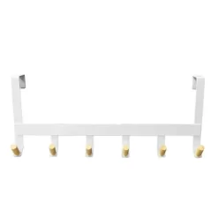 Mixed Material Over The Door 6 Hooks Rail Matte White - Brightroom™