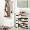 5 Tier Shoe Rack Black Metal With Natural Wood - Brightroom™