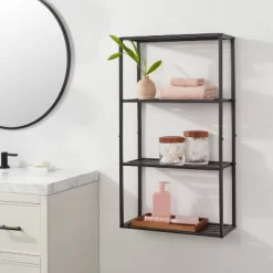 Tall Wall Shelf Black Metal - Brightroom™